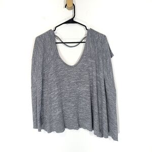 Free People gray ribbed assymetrical oversized crop top small